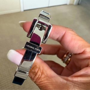Michael Kors Silver and Black Enamel Buckle Woman’s Bracelet